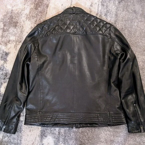 All Saints Zola Black Leather Jacket XXL